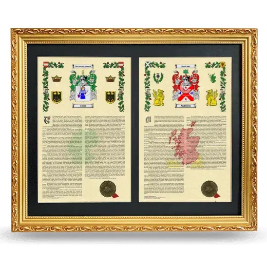 Double Armorial History Framed - Gold