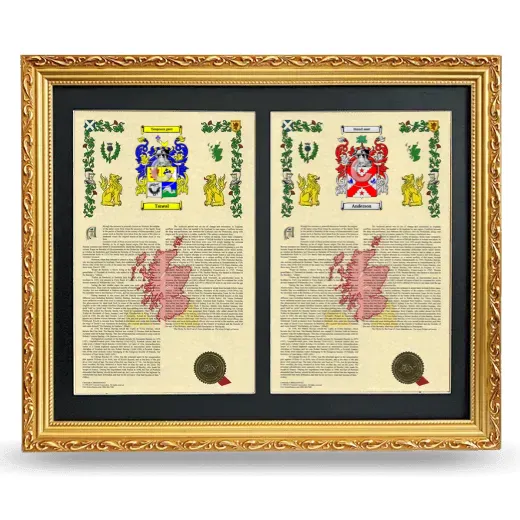 Double Armorial History Framed - Gold