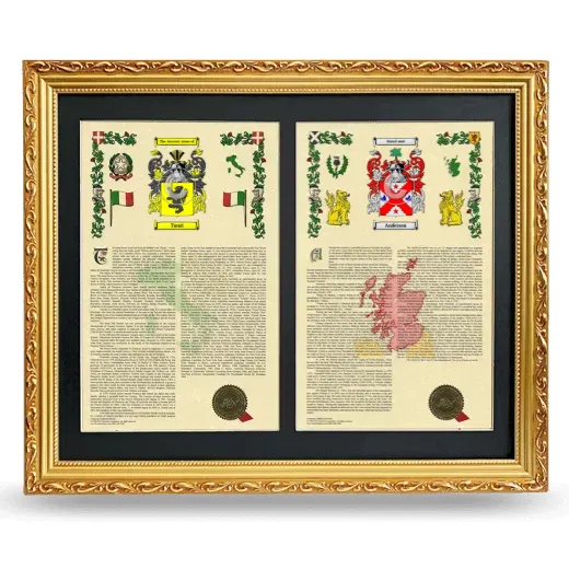 Double Armorial History Framed - Gold