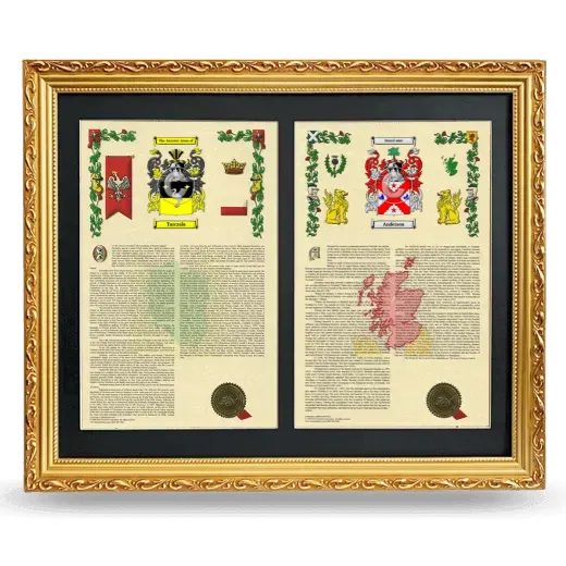 Double Armorial History Framed - Gold