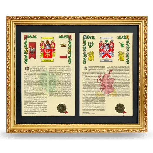 Double Armorial History Framed - Gold