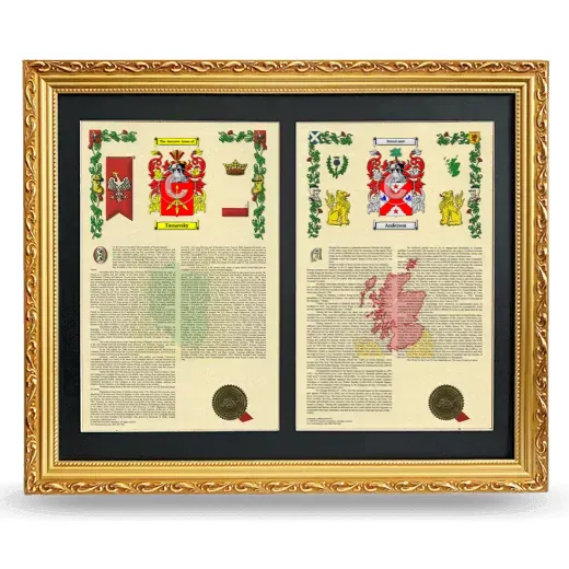 Double Armorial History Framed - Gold
