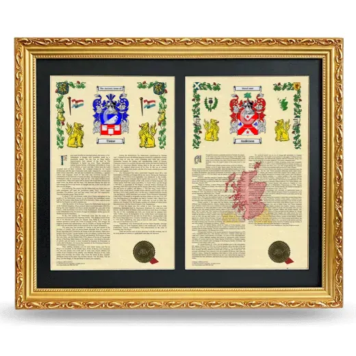 Double Armorial History Framed - Gold