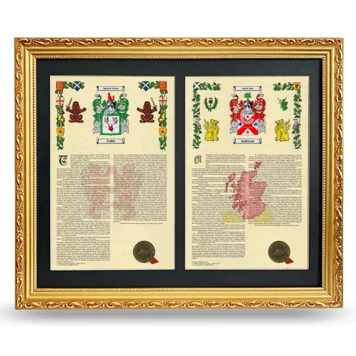 Double Armorial History Framed - Gold