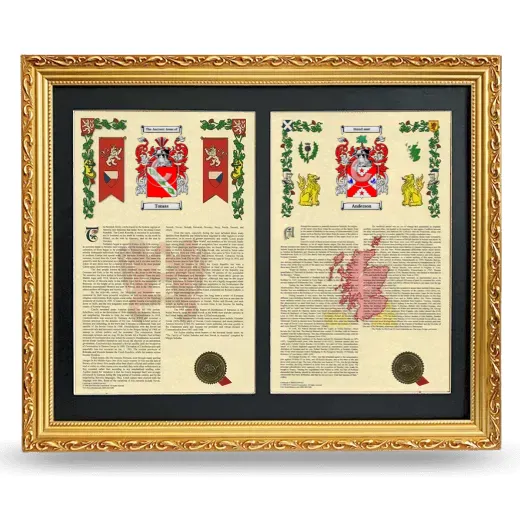 Double Armorial History Framed - Gold
