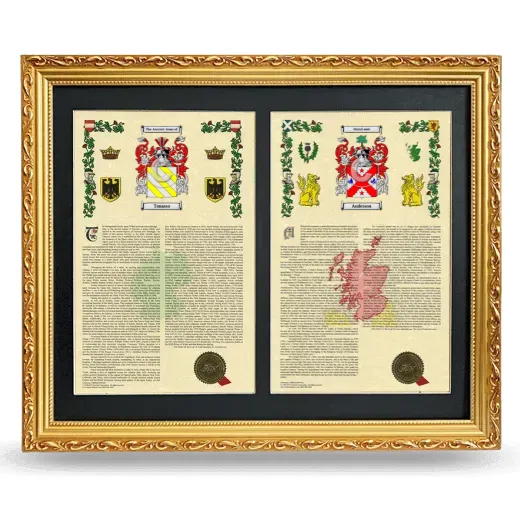 Double Armorial History Framed - Gold