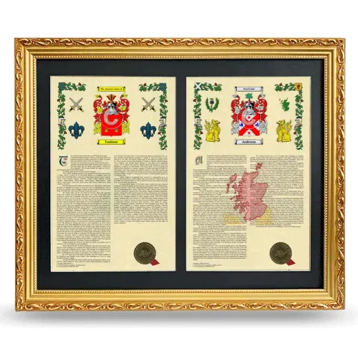 Double Armorial History Framed - Gold