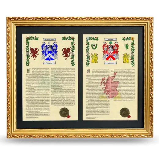 Double Armorial History Framed - Gold