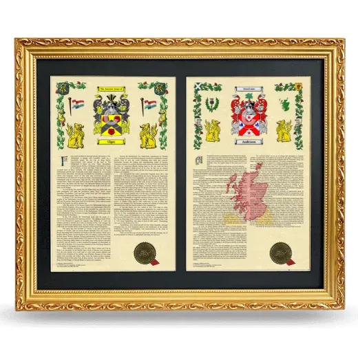 Double Armorial History Framed - Gold