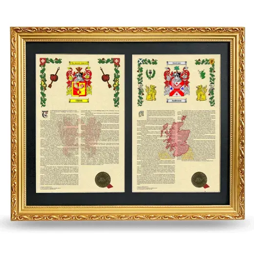 Double Armorial History Framed - Gold