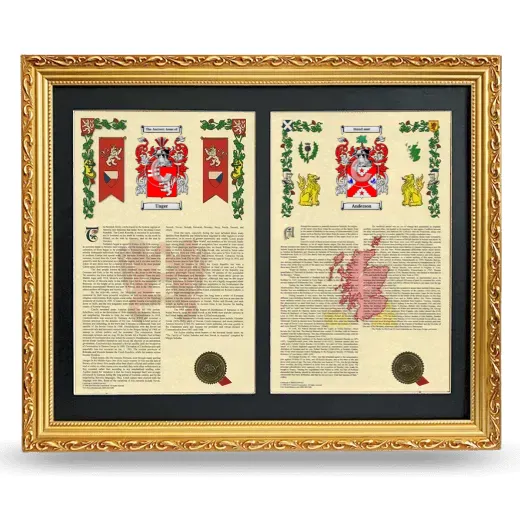 Double Armorial History Framed - Gold