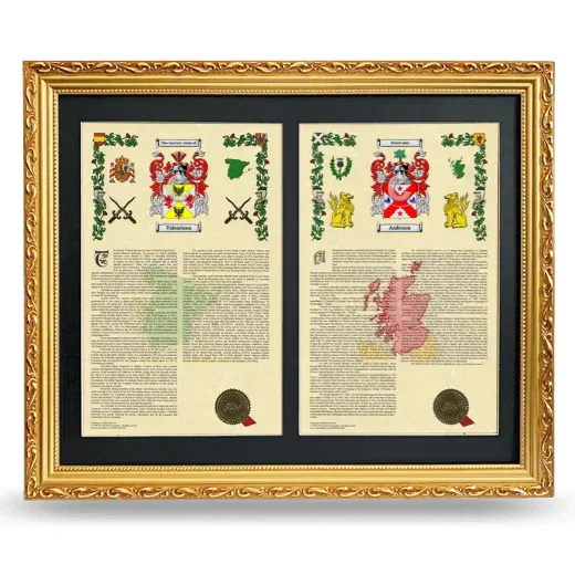 Double Armorial History Framed - Gold