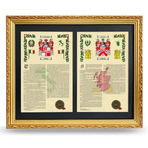 Double Armorial History Framed - Gold