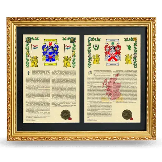 Double Armorial History Framed - Gold