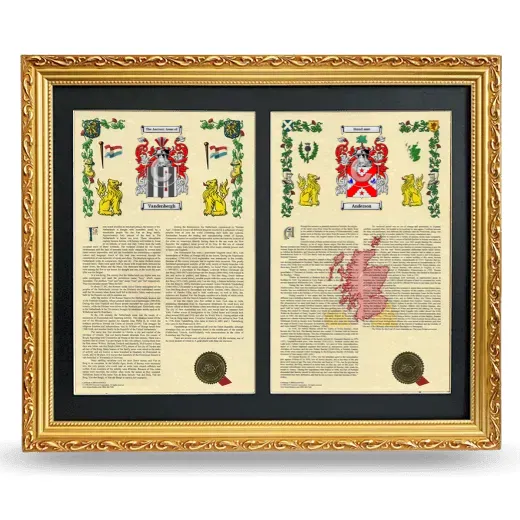 Double Armorial History Framed - Gold