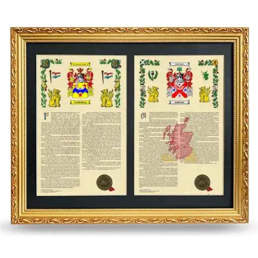 Double Armorial History Framed - Gold