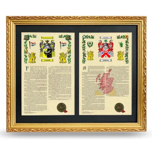 Double Armorial History Framed - Gold
