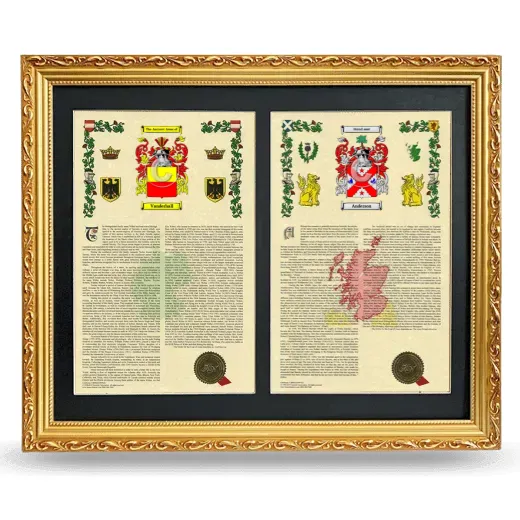 Double Armorial History Framed - Gold