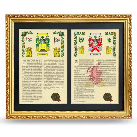 Double Armorial History Framed - Gold