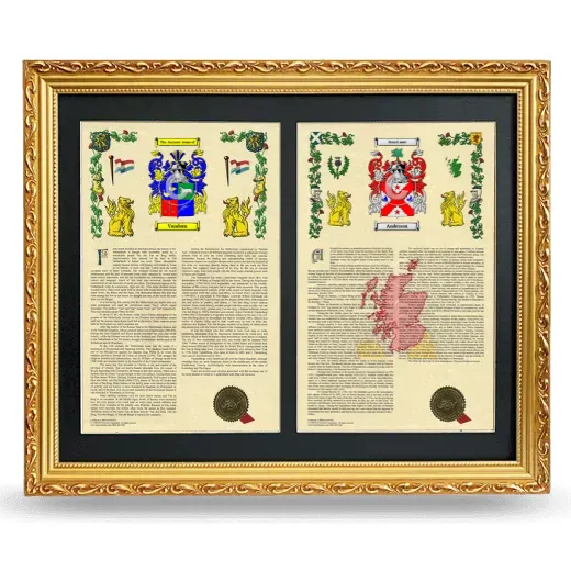 Double Armorial History Framed - Gold