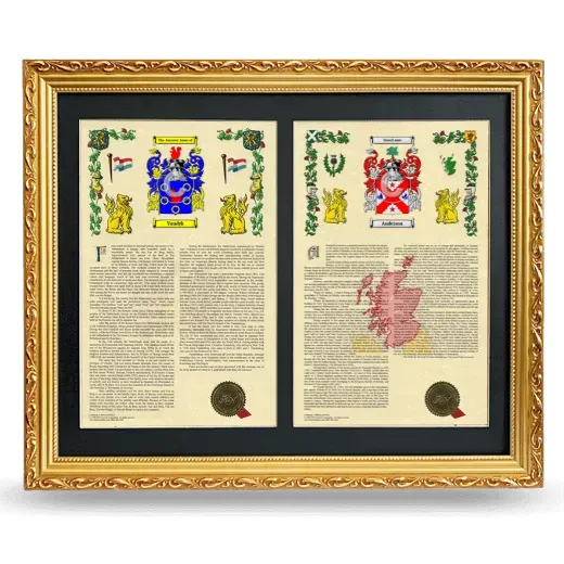 Double Armorial History Framed - Gold