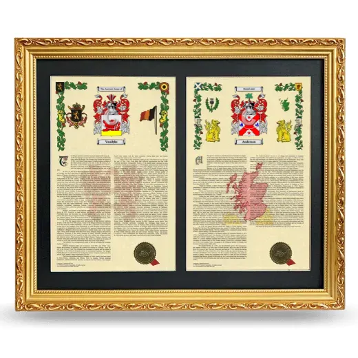 Double Armorial History Framed - Gold