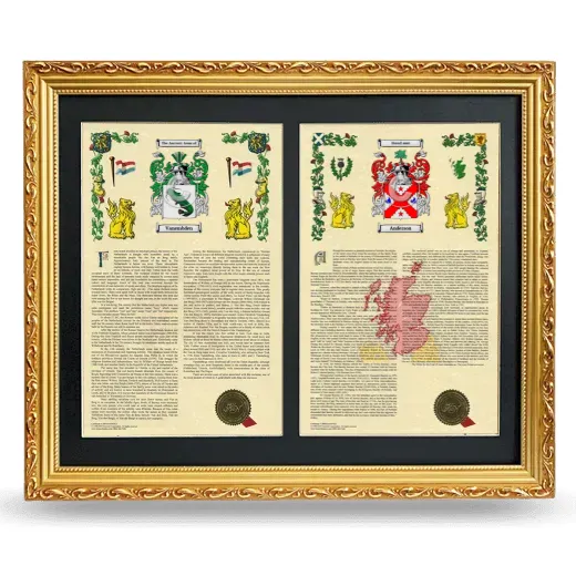 Double Armorial History Framed - Gold