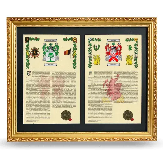 Double Armorial History Framed - Gold
