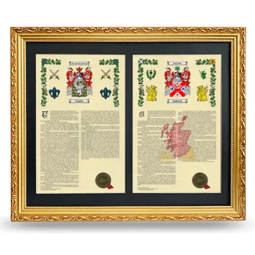 Double Armorial History Framed - Gold