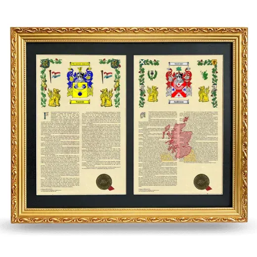 Double Armorial History Framed - Gold