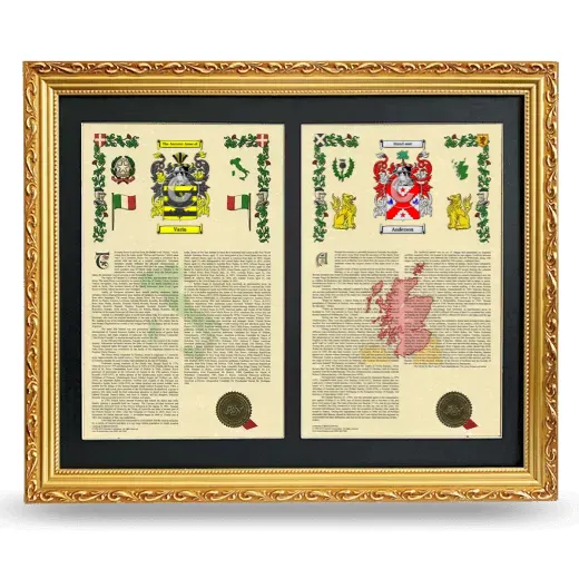 Double Armorial History Framed - Gold