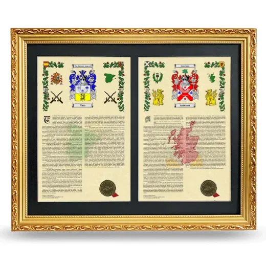 Double Armorial History Framed - Gold