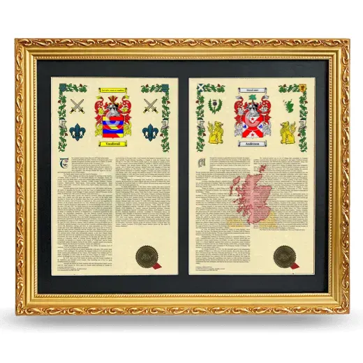 Double Armorial History Framed - Gold