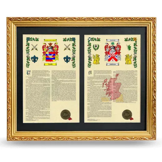 Double Armorial History Framed - Gold