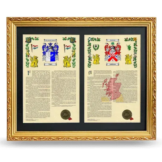 Double Armorial History Framed - Gold
