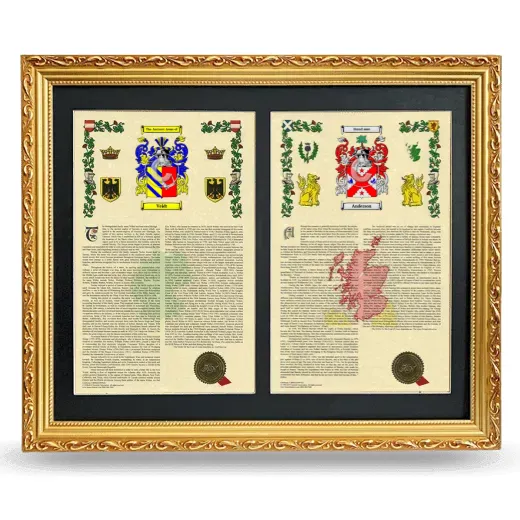 Double Armorial History Framed - Gold