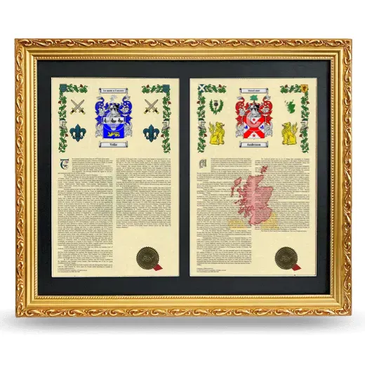 Double Armorial History Framed - Gold