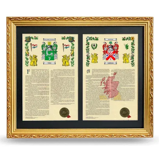 Double Armorial History Framed - Gold
