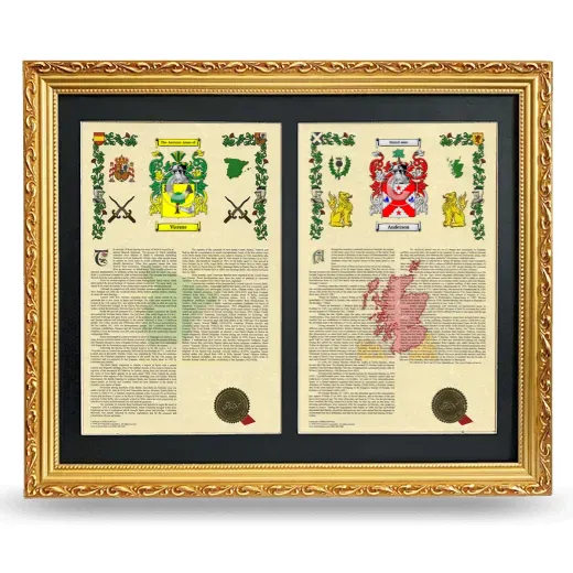 Double Armorial History Framed - Gold