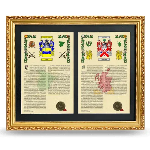 Double Armorial History Framed - Gold
