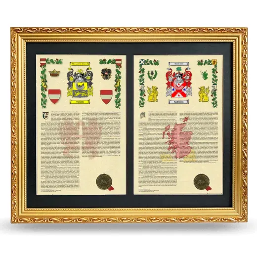 Double Armorial History Framed - Gold