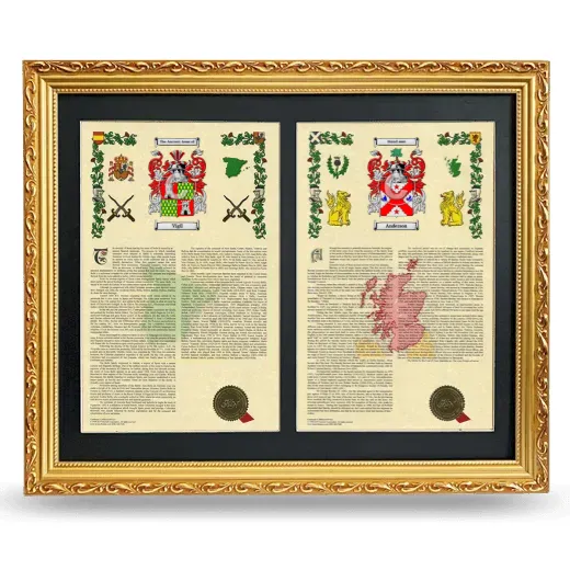 Double Armorial History Framed - Gold