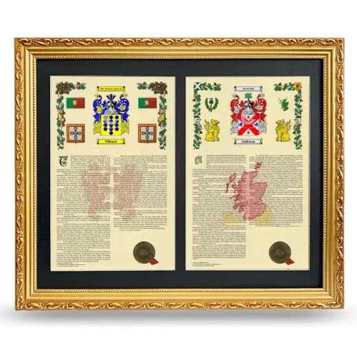 Double Armorial History Framed - Gold
