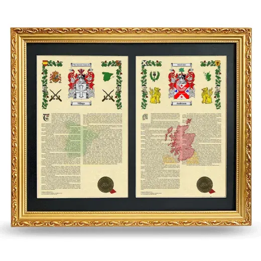 Double Armorial History Framed - Gold