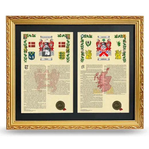 Double Armorial History Framed - Gold