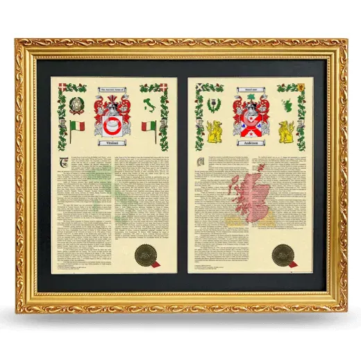 Double Armorial History Framed - Gold