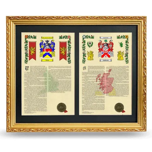 Double Armorial History Framed - Gold