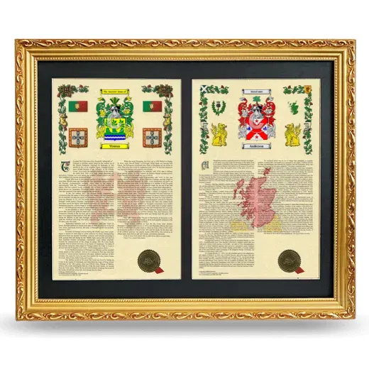 Double Armorial History Framed - Gold