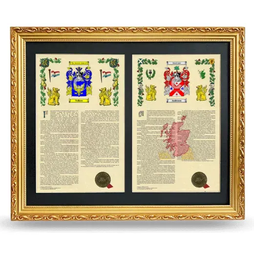 Double Armorial History Framed - Gold