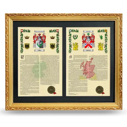 Double Armorial History Framed - Gold